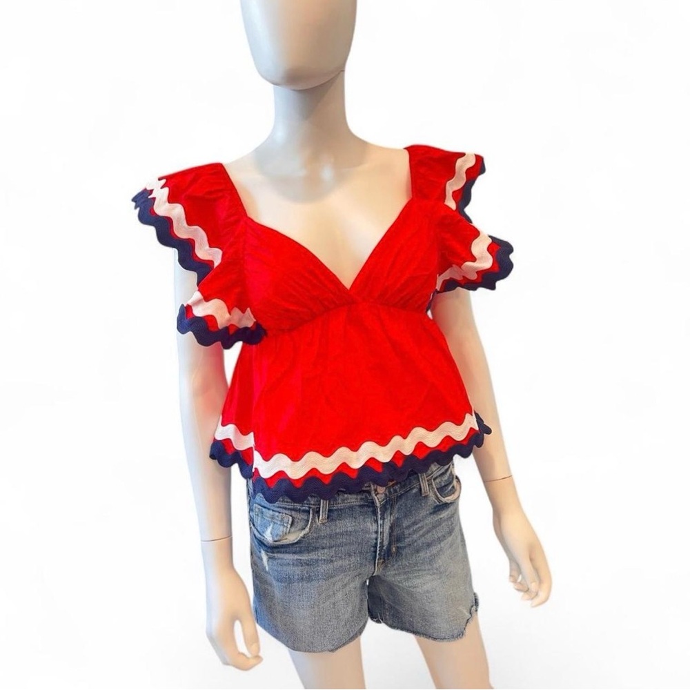 DAY & MOON red rickrack patriotic vibes halter S M - Picture 5 of 5